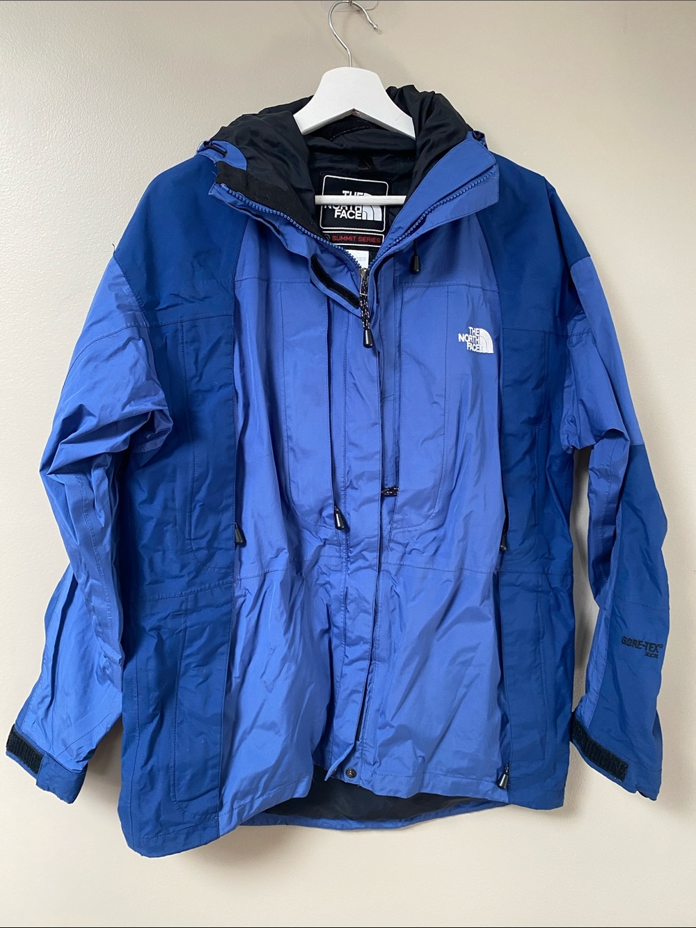 The North Face Two-Tone Blue Waterproof Hooded Ski Jacket size large